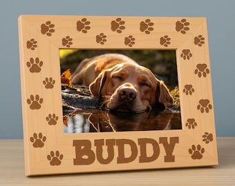 Cornice commemorativa per animali domestici, impronta della zampa incisa, regalo personalizzato per cani