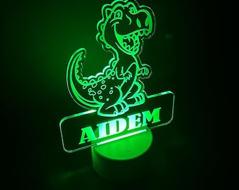 Personalized Dinosaur LED Night Light, Kid's Room Decor