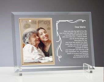 Glass Mom Picture Frame For Souvenirs, Mother's Day gift, Personalized Glass Frame Gift, Custom Gift For Mother, Custom Glass Frame