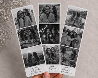 Personalisierter Fotostreifen, individuelles Fotogeschenk, Lesezeichen, Jahrestagsgeschenk, Geburtstagsgeschenk, Geschenk für die Brautjungfer
