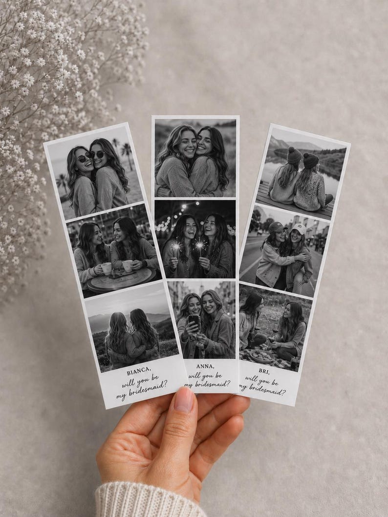 Personalized Photo Booth Strip, Custom Photo Gift, Bookmark, Anniversary Gift, Birthday Gift, Bridesmaid Gift image 1