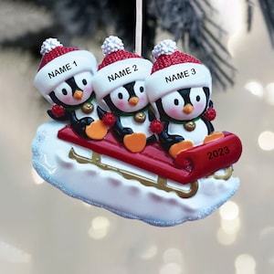 Family Penguin Ornament, Family of 3. 4 and 5 Personalized Christmas Ornament, Christmas Penguin Ornament, Home Decor, Christmas Gift.