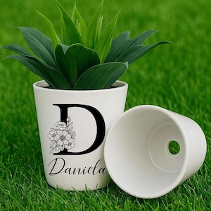 Personalized Ceramic Flowerpot, Custom Initial Planter, Grandma Gift