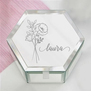 Mirrored Jewelry Box -Personalized Glass Jewelry Box -Wedding Gift Jewelry Box -Custom Jewelry Box -Mirrored Jewelry Box -Wedding Gift