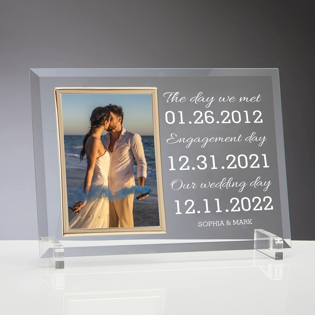 Wedding Frame Personalized Glass Frame Gift for Anniversary Etsy
