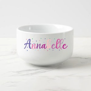 Personalized Cereal Bowl, Snack Bowl, Personalized Kids Cereal Bowl, Kids Ice Cream Bowl, Large Cereal Bowl, Personalized Dish