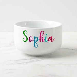 Personalized Popcorn Bowl, Snack Bowls, Cereal Bowls, Custom Birthday Bowls For Kids, Custom Ice Cream Bowls, Gifts For Girls and Boys.