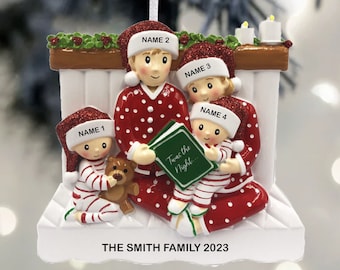 Addobbo natalizio personalizzato con favola della buonanotte per la famiglia, decorazione per la casa in resina