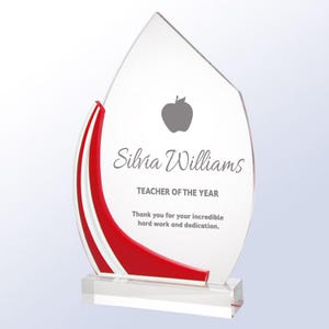 Personalized Teacher Award Keepsake Block, Employee, Retirement, Manager, Staff, Sentimental Gift, Crystal Appreciation Plaque Award