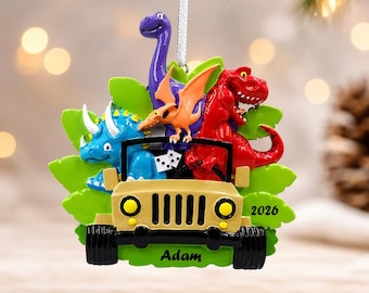 Personalized Dinosaur Family Christmas Ornament
