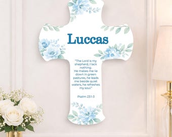 Croce personalizzata per neonati, croce da parete, decorazione per la cameretta, croce per bambini, regalo religioso per la buonanotte.