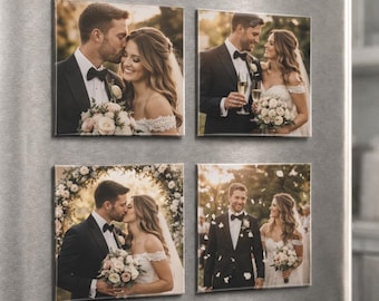 Magneti per foto di matrimonio, mini magneti personalizzati per anniversario, bomboniere "Salva la data"
