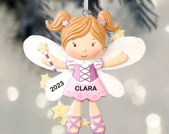 Fairy Girl ornament, gepersonaliseerd kerstornament, gepersonaliseerd peuterornament, kerstcadeau / klein meisje ornament