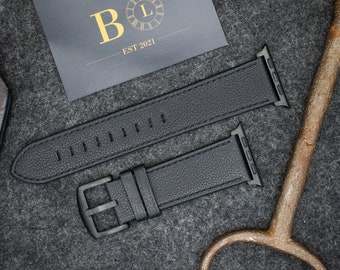 Black Genuine Leather Apple Watch Strap 38mm 40mm 41mm 42mm 44mm 45mm 46mm 49mm New Series 11 10 9 8 7 6 5 4 3 2 1 SE 3 2 1 Ultra 3 2 1 Band