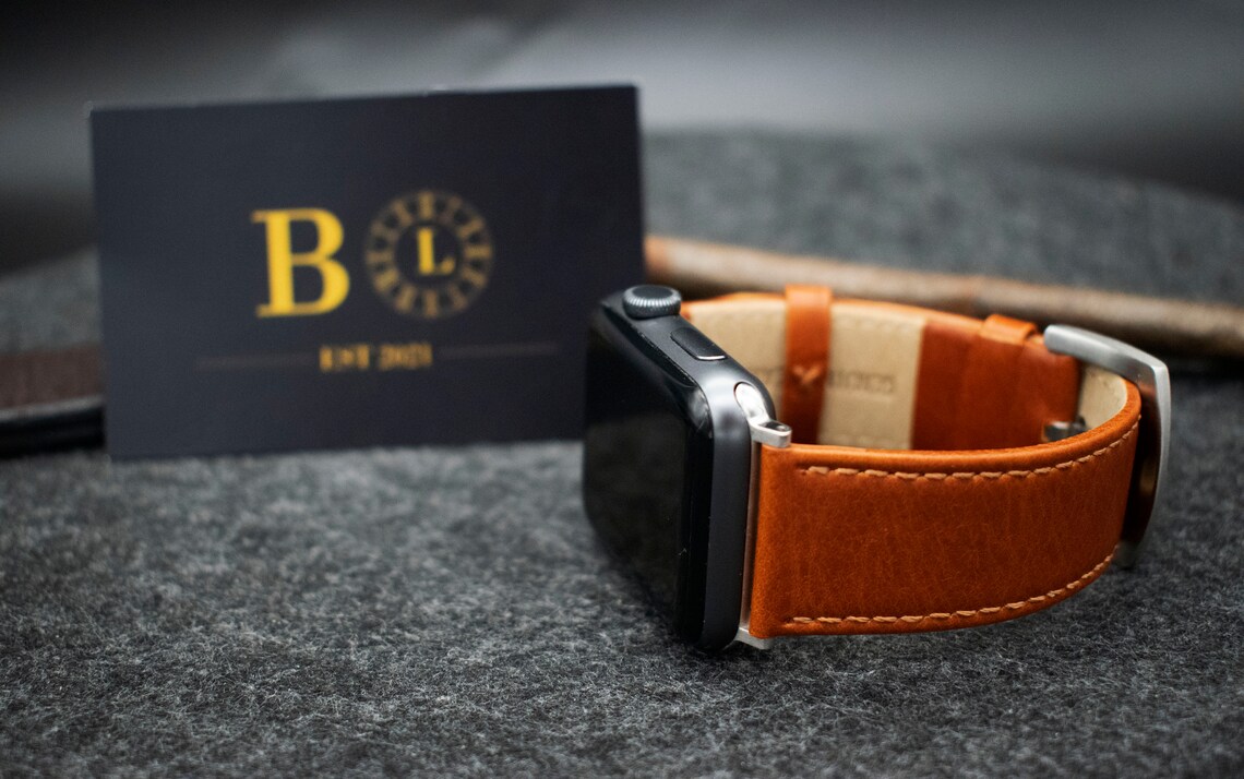 Leather Apple Watch Strap / Personalised / Light Brown / 38mm Etsy