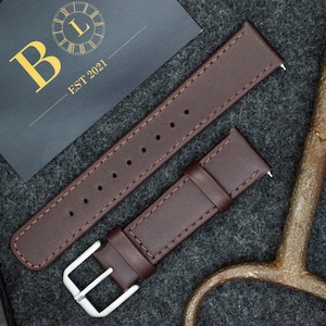 Personalised Leather Samsung Galaxy Watch Strap / Galaxy Watch 7, 6, 5, 4, 3 / Magneta Brown / Galaxy Watch Band / Galaxy Watch Active 1, 2