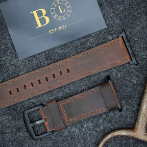 Personalised Handmade Dark Brown Leather Apple Watch Strap 38mm 40mm 41mm 42mm 44mm 45mm 46mm 49mm /Series 10 9 8 7 6 5 4 3 2 1 SE Ultra 1 2