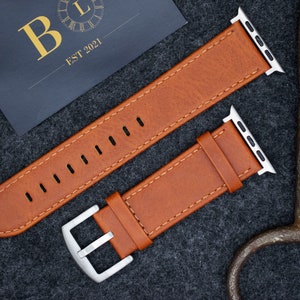 Cinturino in pelle marrone per Apple Watch / Cinturino personalizzato fatto a mano 38 mm 40 mm 41 mm 42 mm 44 mm 45 mm 46 mm 49 mm Serie 10 9 8 7 6 5 4 3 2 1 SE Ultra 1 2