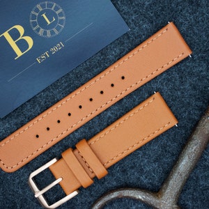Personalised Leather Samsung Galaxy Watch Strap / Galaxy Watch 7 6 5 4 3 / Brown / 20mm Watch Band / Galaxy Watch Classic / Pro / Active 1 2