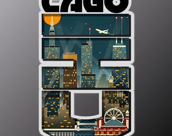 Vinylsticker Chicago Skyline, laptopsticker