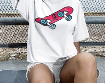 Skateboard Tee: Unisex Boxy Fit, Streetwear Fashion