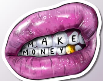 Lipps Sticker with Make Money Theme, Decorative Decal, Inspirational Sticker, Business Motivation, Success Gift