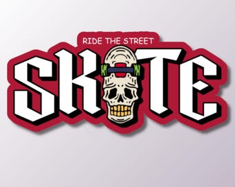 Naklejka na laptopa z czaszką deskorolkarza: Bold Skater