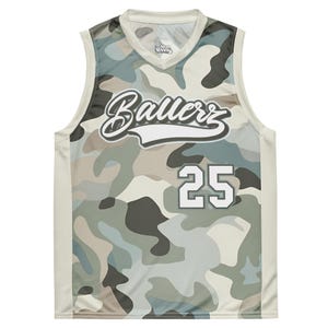 Baller Basketball Jersey, Light Camo Pattern, Sports Team Jersey, Athletic Apparel, Basketball Shirt, Gift for Teen