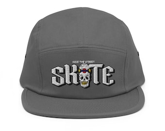 Gorra de cinco paneles para skaters, diseño exclusivo de nueva ciudad, diseño de calavera, gorra de cadera, ropa de calle de moda