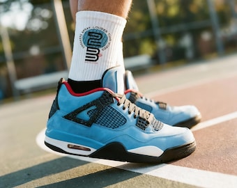 Jordan 4 Travis Scott Inspired Socks, Sneakerhead Crew Socks
