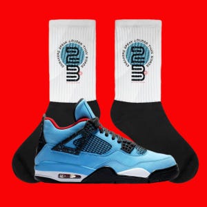 Jordan 4 Travis Scott Inspired Socks, Sneakerhead Crew Socks