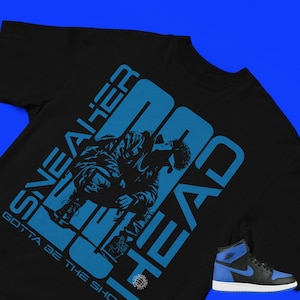 Maglietta Jordan 1 Royal Color Match, maglietta squadrata premium, nuovo design urbano, maglietta street style, maglietta grafica