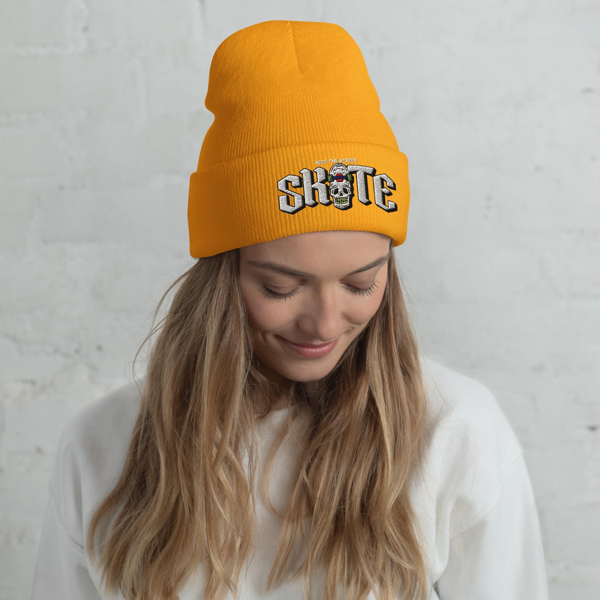 Skull Skateboard Cuffed Beanie, Urban Street Style - Etsy