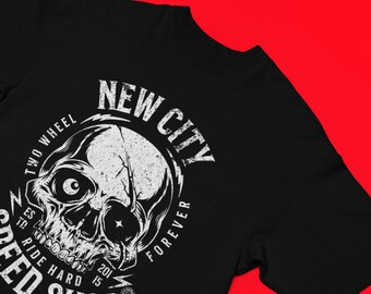 Speed Shop Skull Graphic Tee, Urban Style Boxy T-Shirt