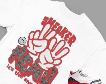 Camiseta holgada inspirada en las Jordan 3 Fire Red, diseño gráfico urbano