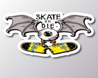 Adesivo Skate or Die: Adesivo de skate ousado, arte de rua para laptop