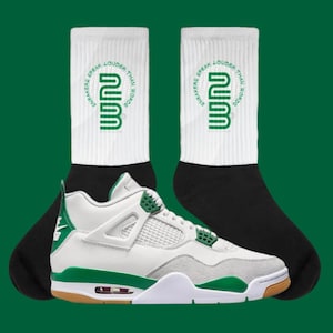 Black Foot Crew Socks, Jordan 4 Pine Green Style