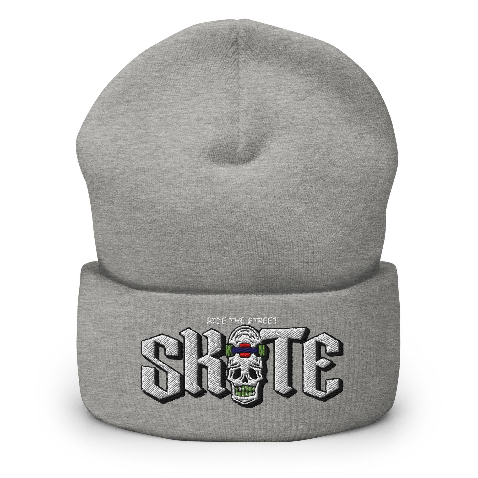 Stylish Short Plain Beanie Skateboard Hat Street Style Skull Cap Unisex Skull Skateboard Cuffed Beanie, Urban Street Style - Etsy main image 2