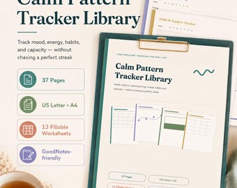 ADHD Pattern Tracker Printable, Mood Energy Habit Log, Fillable Neurodivergent Self Care PDF