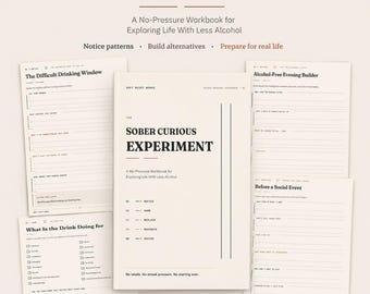 Sober Curious Workbook, Alcohol-Free Reflection Journal, Printable and Fillable PDF