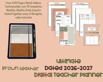 26-27 ULTIMATE Digital Teacher Planner {Brown Leather}