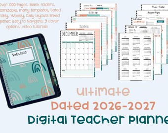 26-27 ULTIMATE Digital Teacher Planner {Coral & Teal}