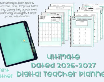 26-27 ULTIMATE Digital Teacher Planner {Mint Leather}