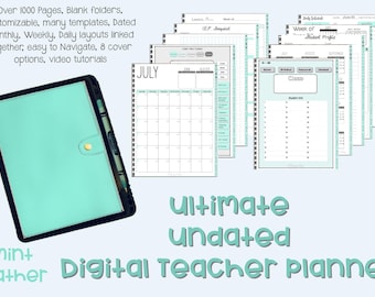 UNDATED ULTIMATE Digital Teacher Planner {Mint Leather}