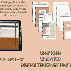 ULTIMATE Undated Digital Teacher Planner {Brown Leather}