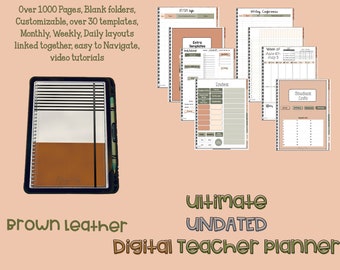 ULTIMATE Undated Digital Teacher Planner {Brown Leather}