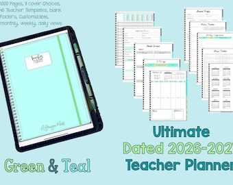 26-27 ULTIMATE Digital Teacher Planner {Green Teal}