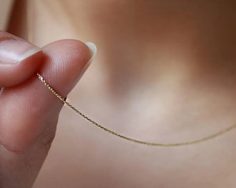14K Solid Gold Cable Chain Necklace, Cable Chain Necklace, Gold Chain Necklace, Gift for Her