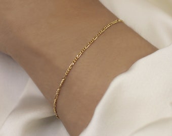 14K Gold Figaro Chain Bracelet, Figaro Chain Bracelet, Dainty Chain Bracelet, Gold Chain Bracelet, Chain Bracelet, Gift for Her