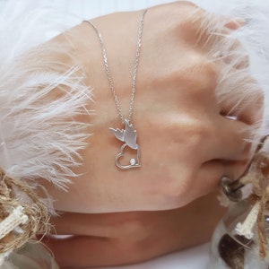 Diamond 925 Sterling Heart Angel Wing Silver Necklace, Heart Necklace, Dainty Necklace, Gift for Her